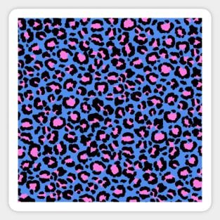 Leopard Pattern in Raspberry on Electric Blue Sticker